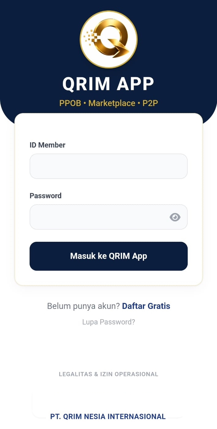 Screenshot 1 aplikasi QRIM APP